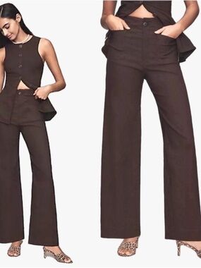 Anthropologie Maeve The Colette Full Length Brown Pants Womens Size 33 Tall